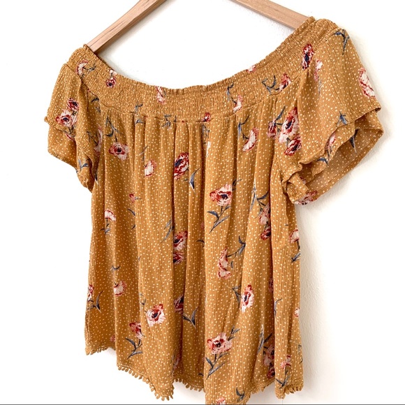 Xhillaration Yellow Off Shoulder Floral Top - Picture 3 of 11